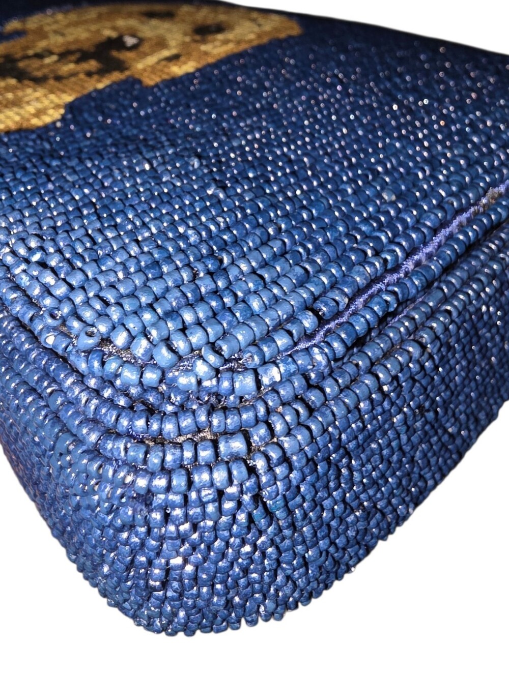 NEW Dog Navy Blue Portrait Beaded Bag Doodle Goldendoodle Handbag Purse NWT - Picture 11 of 16
